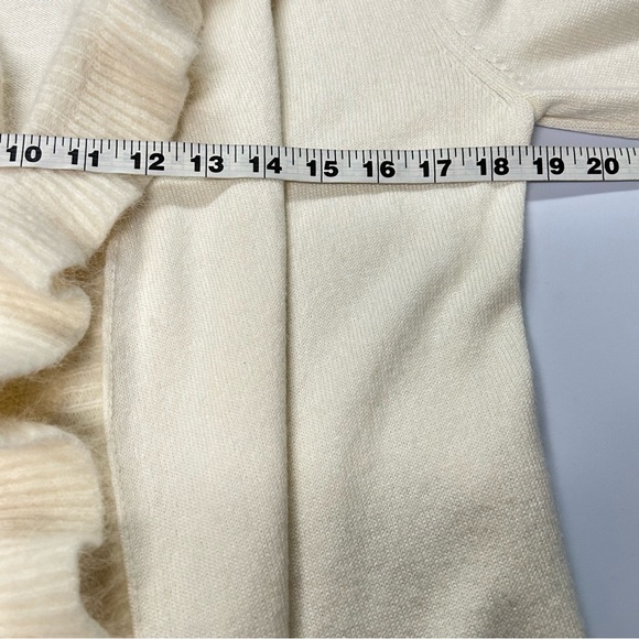 WHBM Womens Cardigan Sweater Open Front Wool Angora Blend Ruffle Anglecore Ivory - Picture 6 of 9